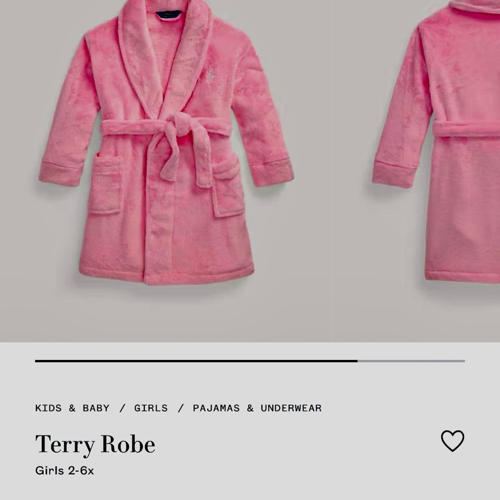 Polo by Ralph Lauren Pink Kids Terry Robe